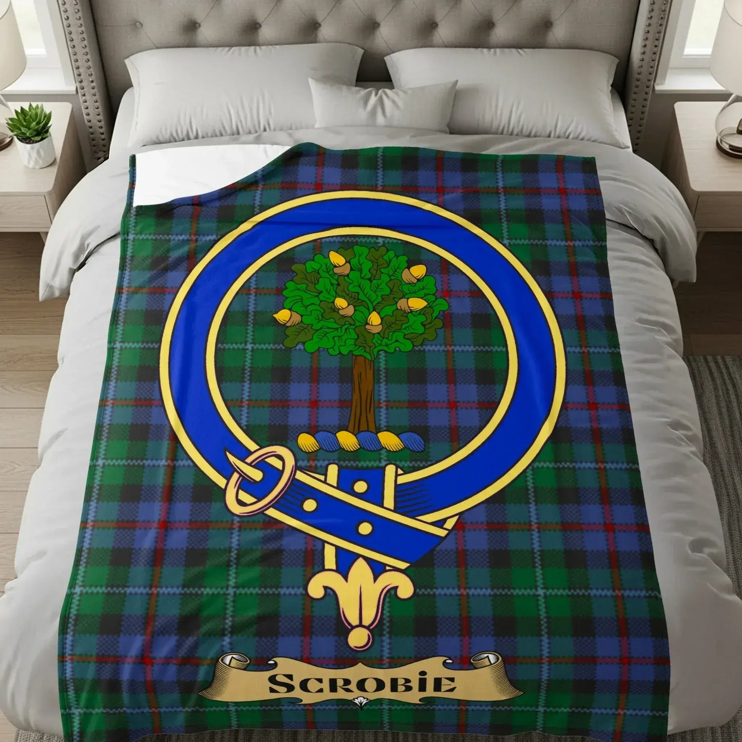 Scottish Clan Tartan Plaid Blanket with Crest product