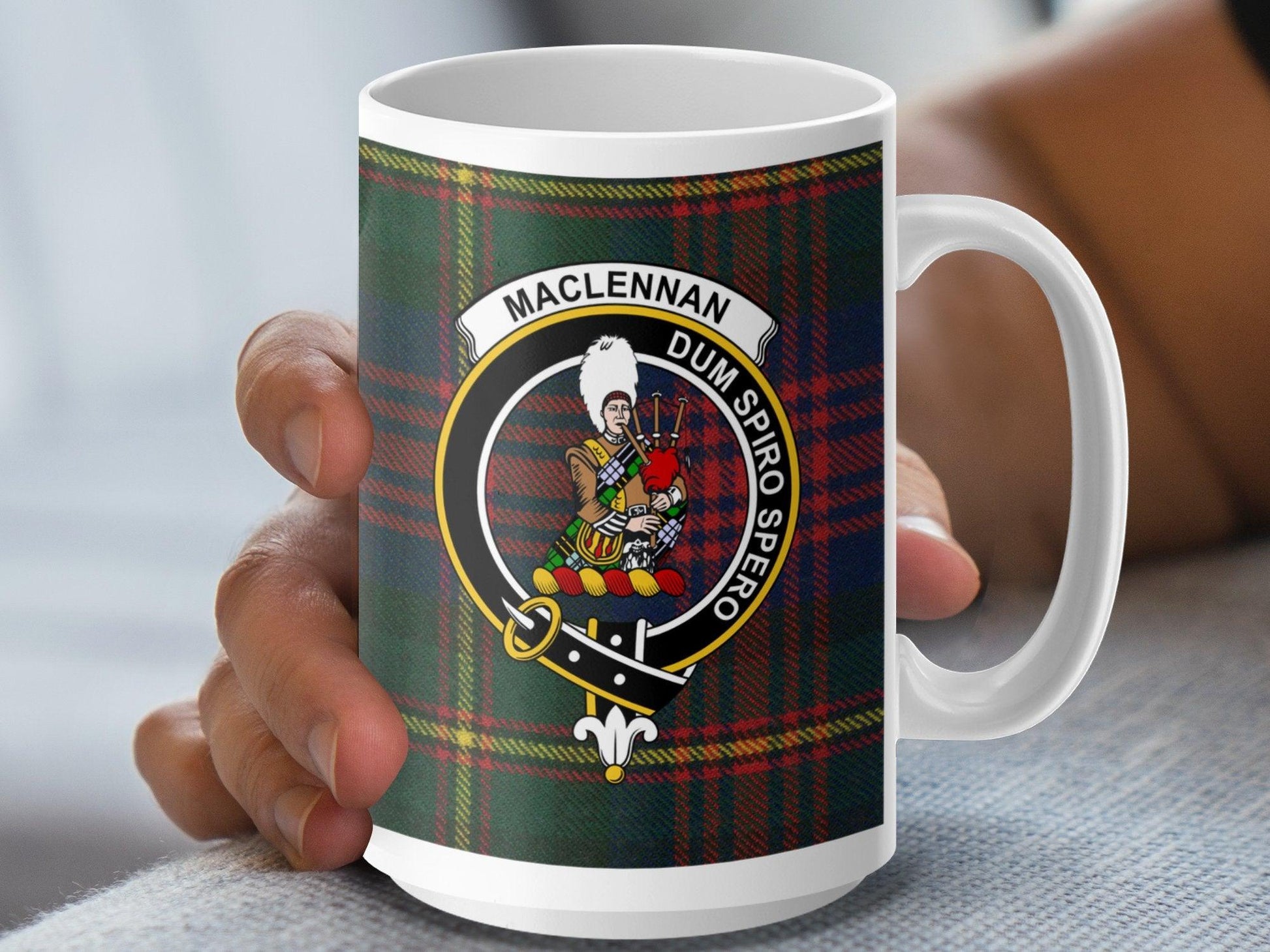 Maclennan Clan Crest Tartan Plaid Pattern Coffee Mug - Living Stone Gifts