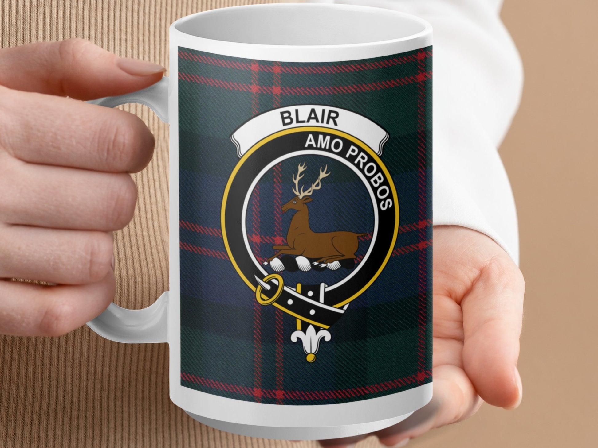 Scottish Clan Crest of Blair Amo Probos Mug - Living Stone Gifts