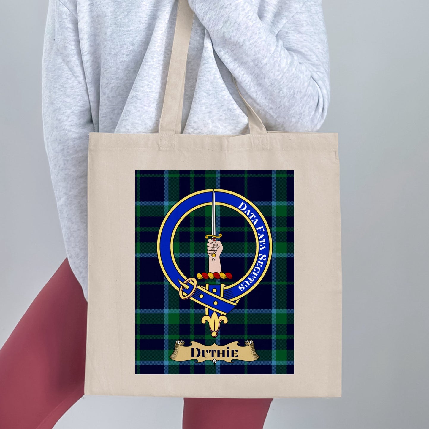 Duthie Scottish Clan Crest Tartan Tote Bag - Living Stone Gifts