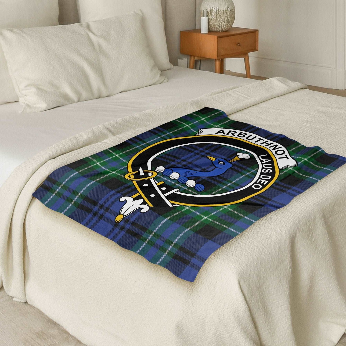 Arbuthnot Clan Crest Scottish Tartan Throw Blanket - Living Stone Gifts