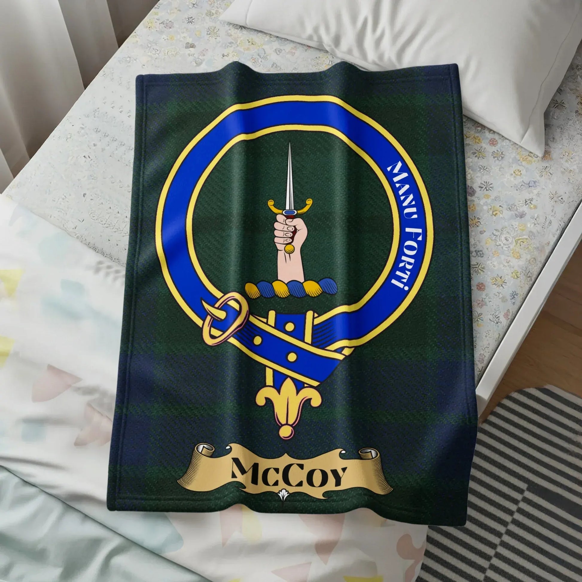 Blue and Green McCoy Family Crest Blanket product
