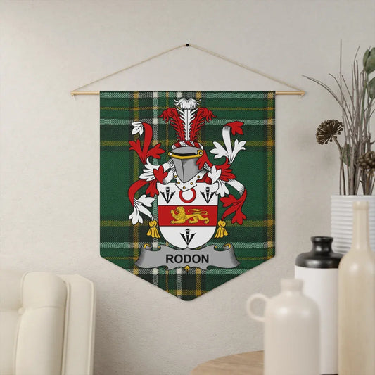 Family Crest with Plaid Background Wall Hanging product