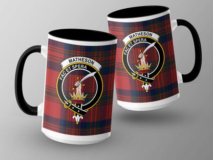 Matheson Scottish Clan Crest Tartan Large Ceramic Mug - Living Stone Gifts