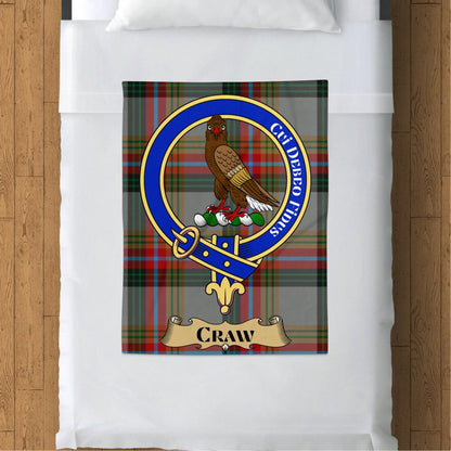 Scottish Clan Craw Crest Tartan Throw Blanket - Living Stone Gifts