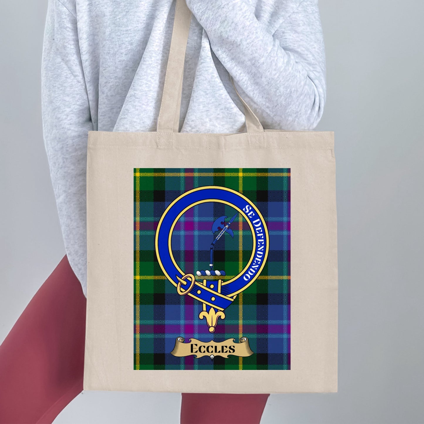 Clan Eccles Scottish Crest Tartan Tote Bag - Living Stone Gifts