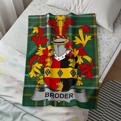 Broder Family Crest Coat of Arms Plaid Blanket product