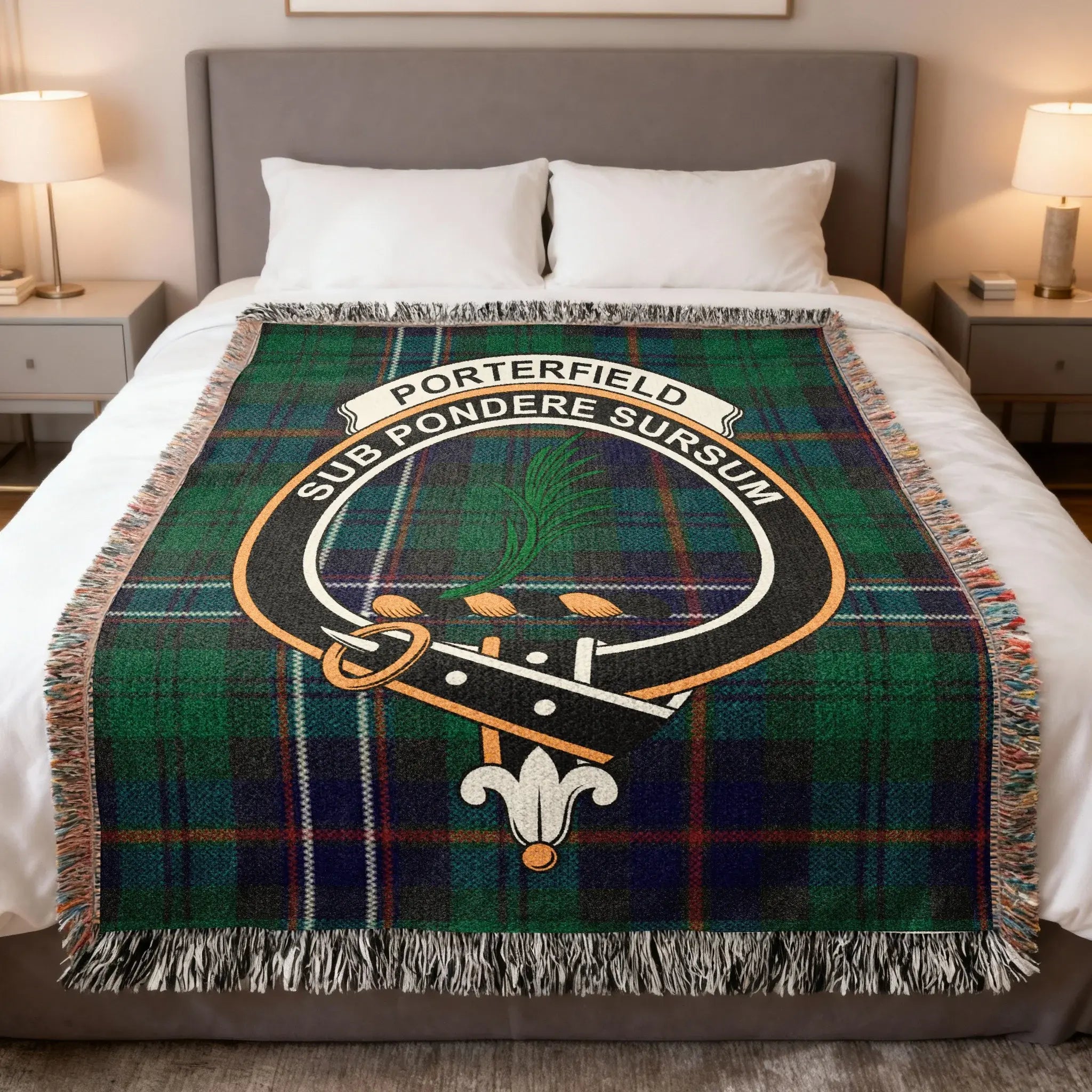 Porterfield Sub Pondere Sursum Tartan Throw Blanket