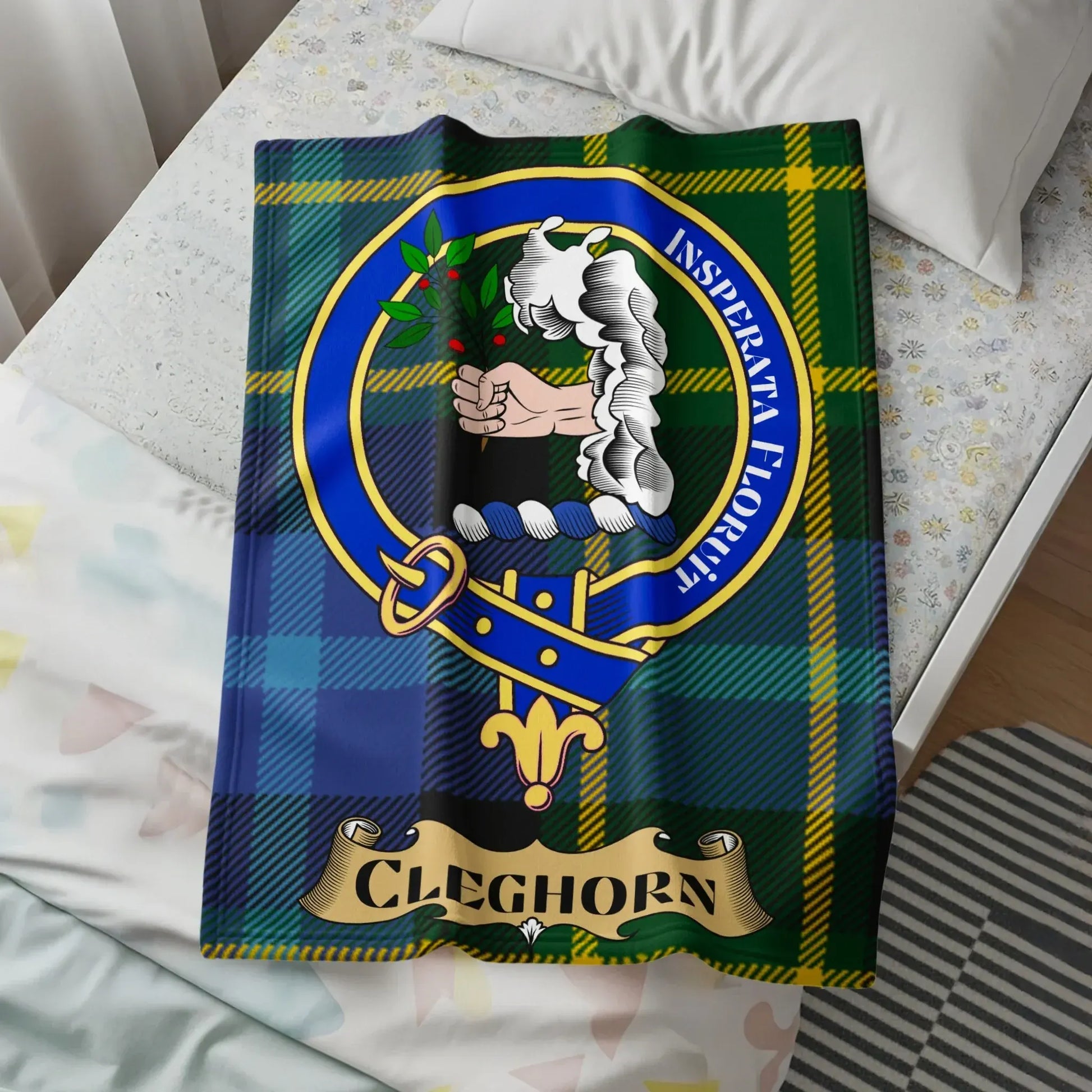 Clan Crest Tartan Blanket Cozy Home Decor Product