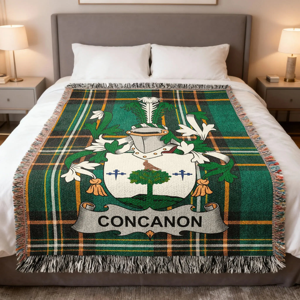 Concanon Family Crest Tartan Plaid Throw Blanket product type
