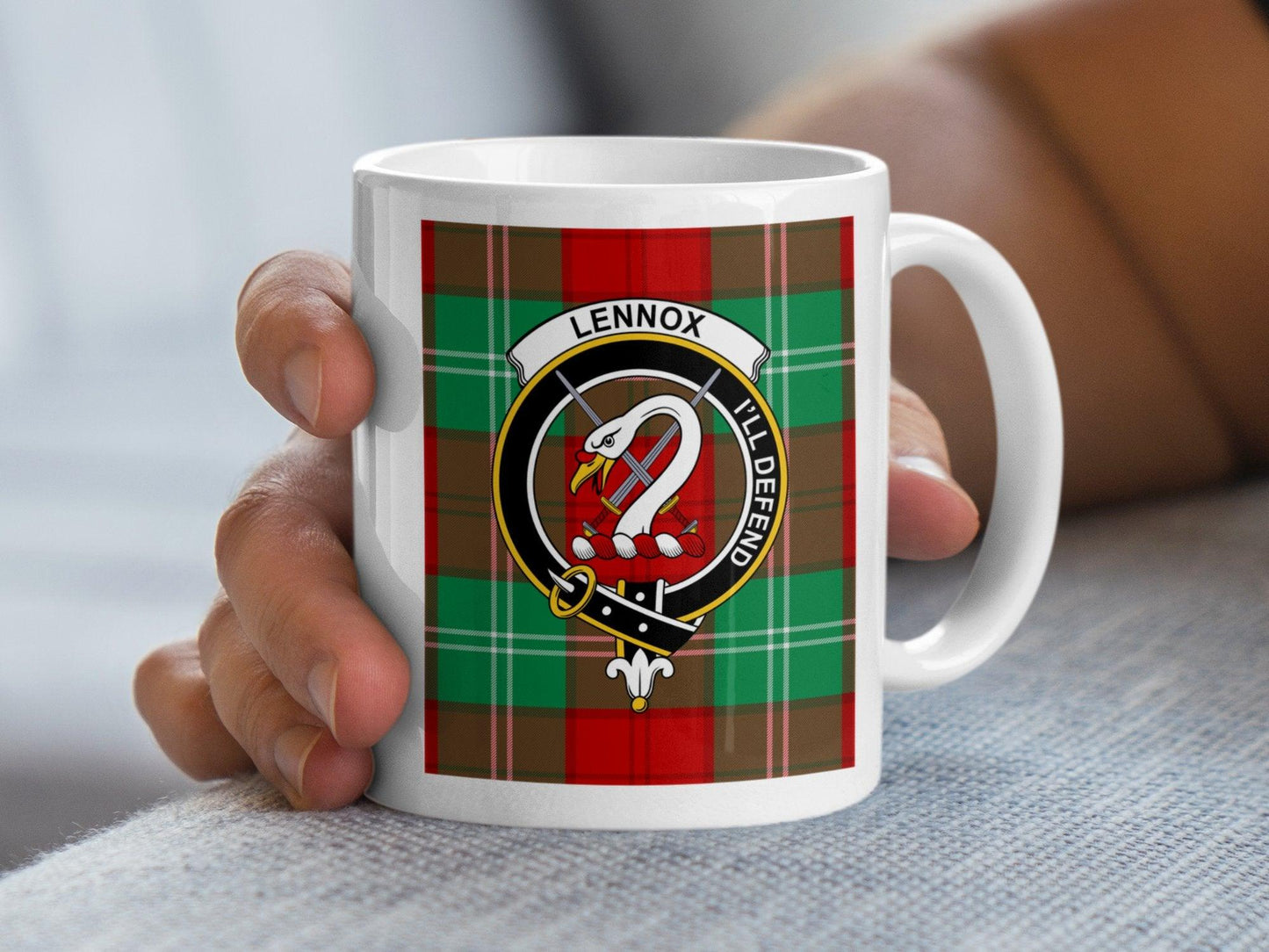 Scottish Clan Lennox Crest and Tartan Plaid Mug - Living Stone Gifts