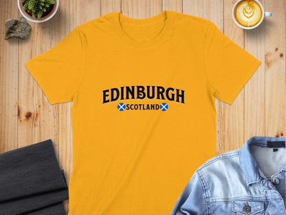 Edinburgh Scotland Flag Graphic Style T-Shirt - Living Stone Gifts