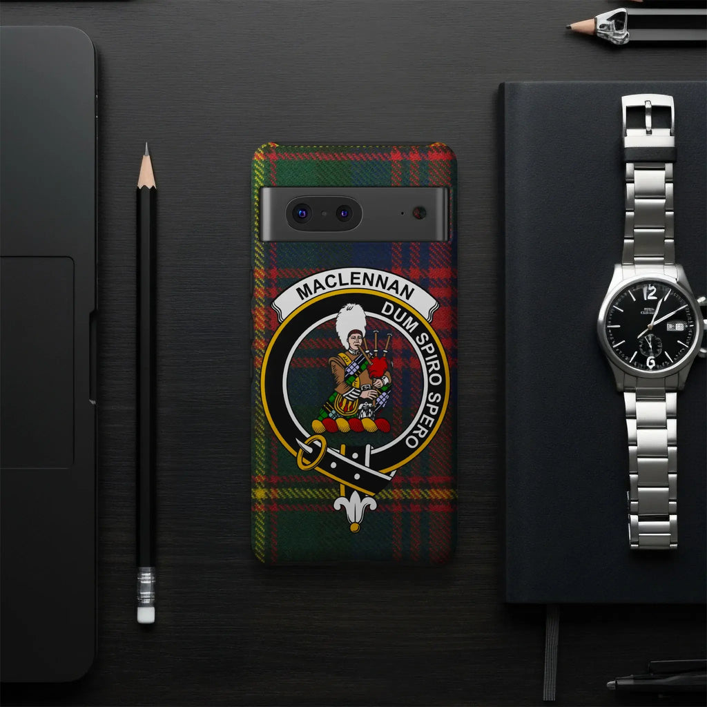 MacLennan clan crest tartan phone case cover — slim glossy UV-resistant Dum Spiro Spero wrap