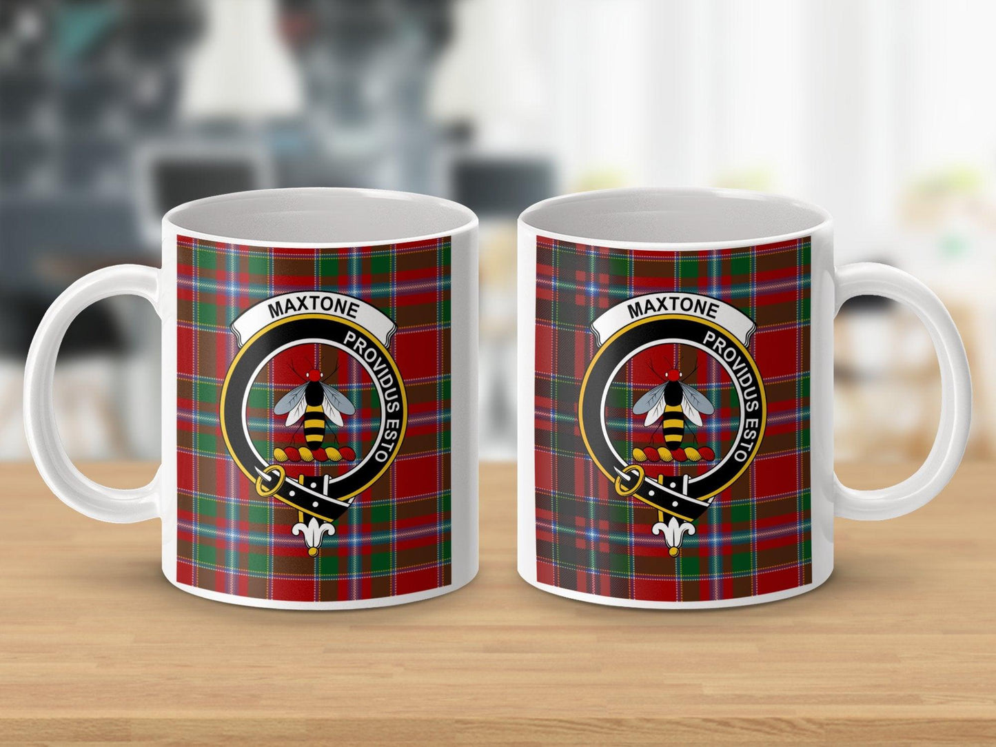 Maxtone Proudibus Esto Scottish Clan Crest Plaid Mug - Living Stone Gifts