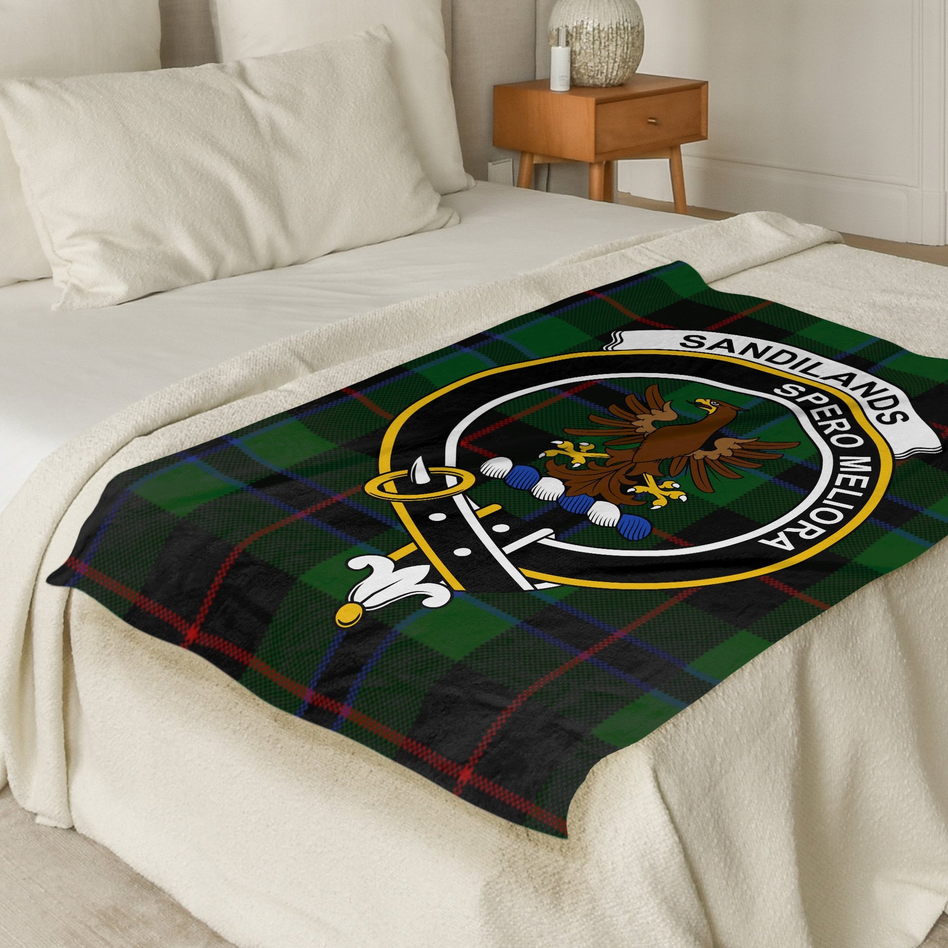 Scottish Clan Sandilands Tartan Throw Blanket - Living Stone Gifts