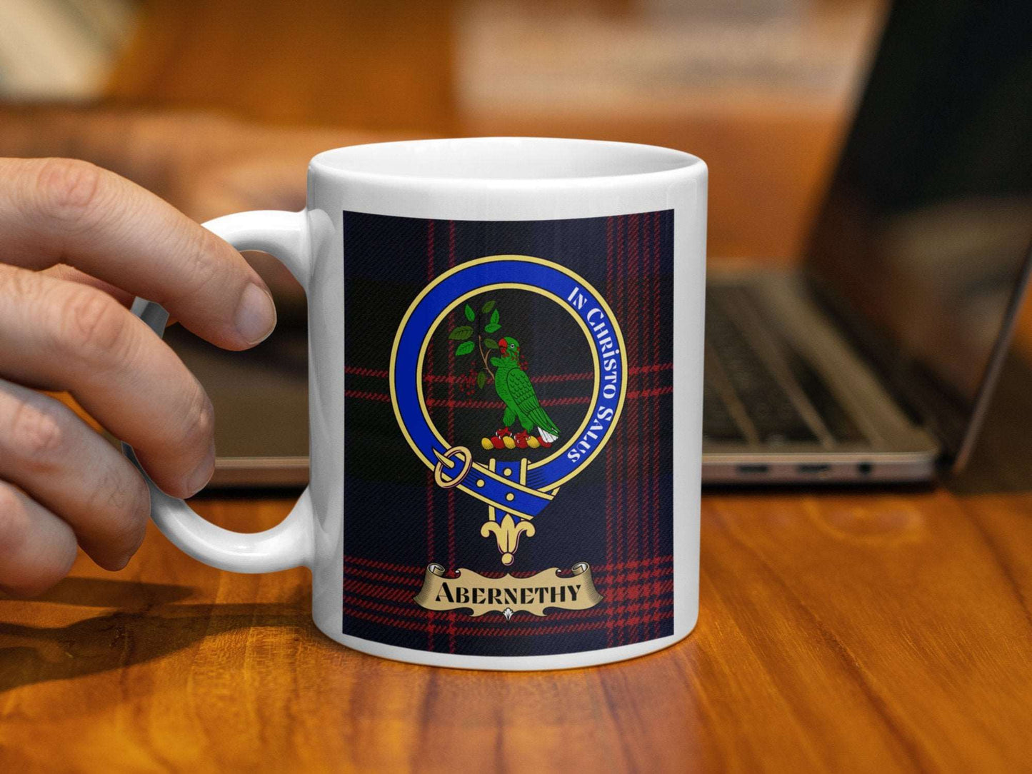 Abernethy Clan Crest Mug with Vibrant Scottish Tartan Design Mug - Living Stone Gifts