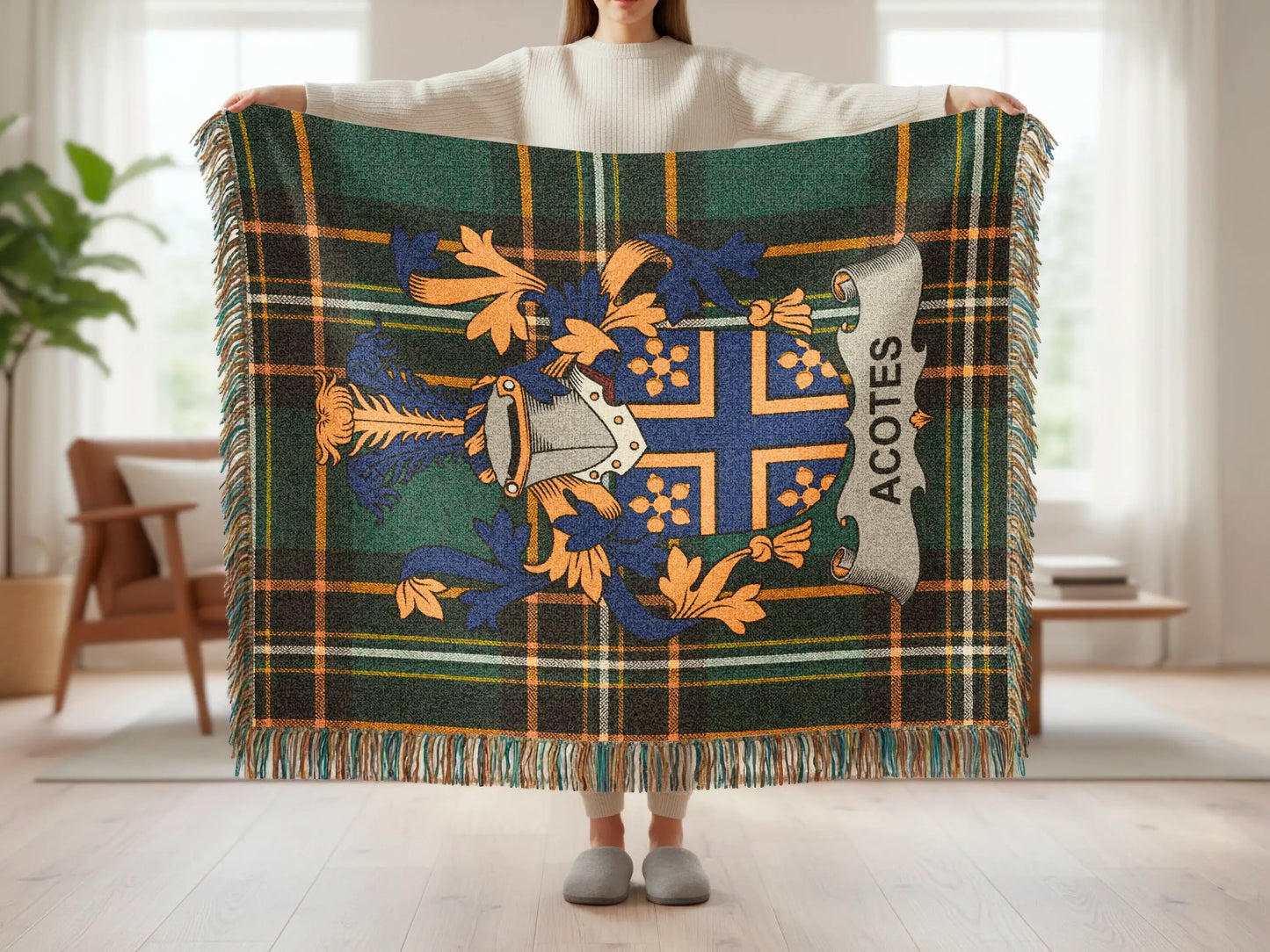 Acotes Family Crest Plaid Blanket Home Decor product type