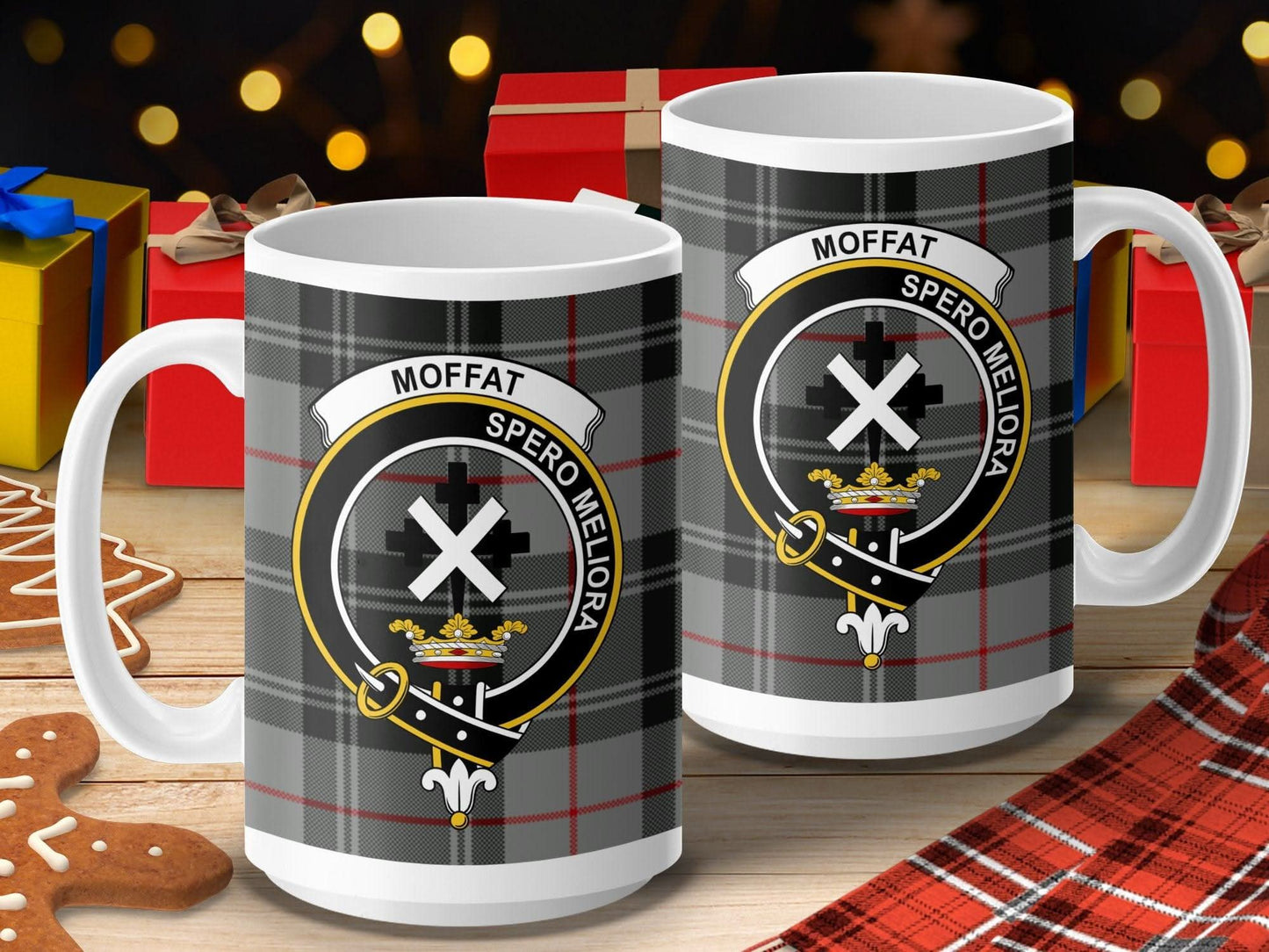 Moffat Family Crest Spero Meliora Tartan Mug product