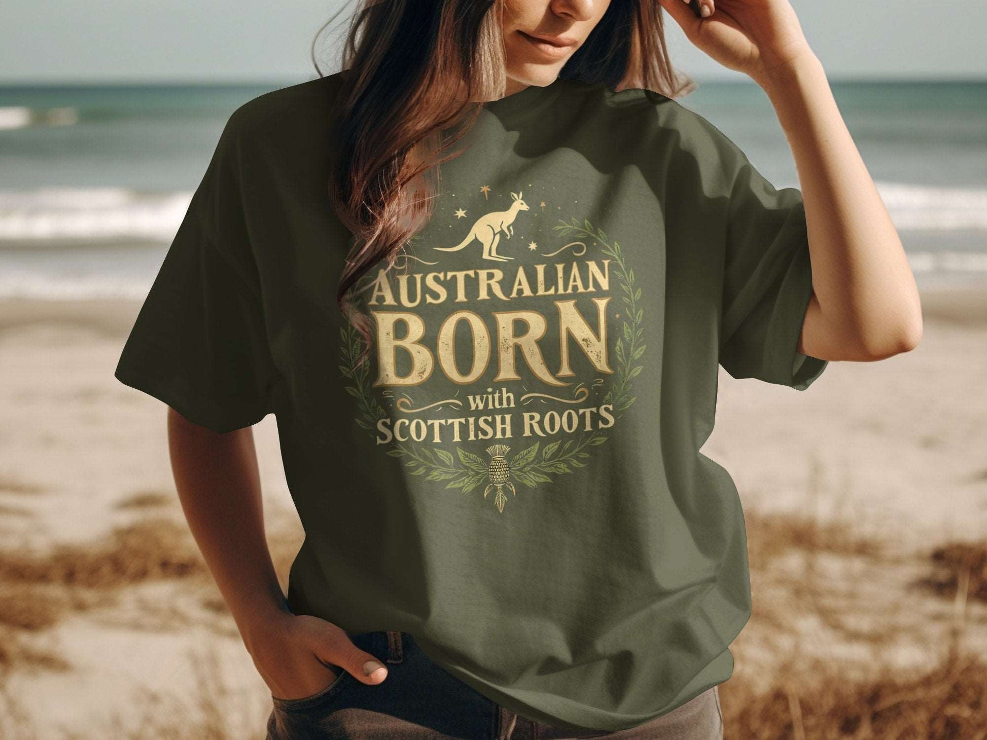 Australian Born with Scottish Roots Graphic T-Shirt - Living Stone Gifts