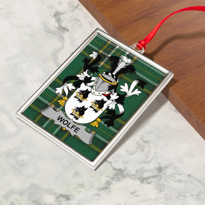 Wolfe Family Crest Plaid Ornament product type