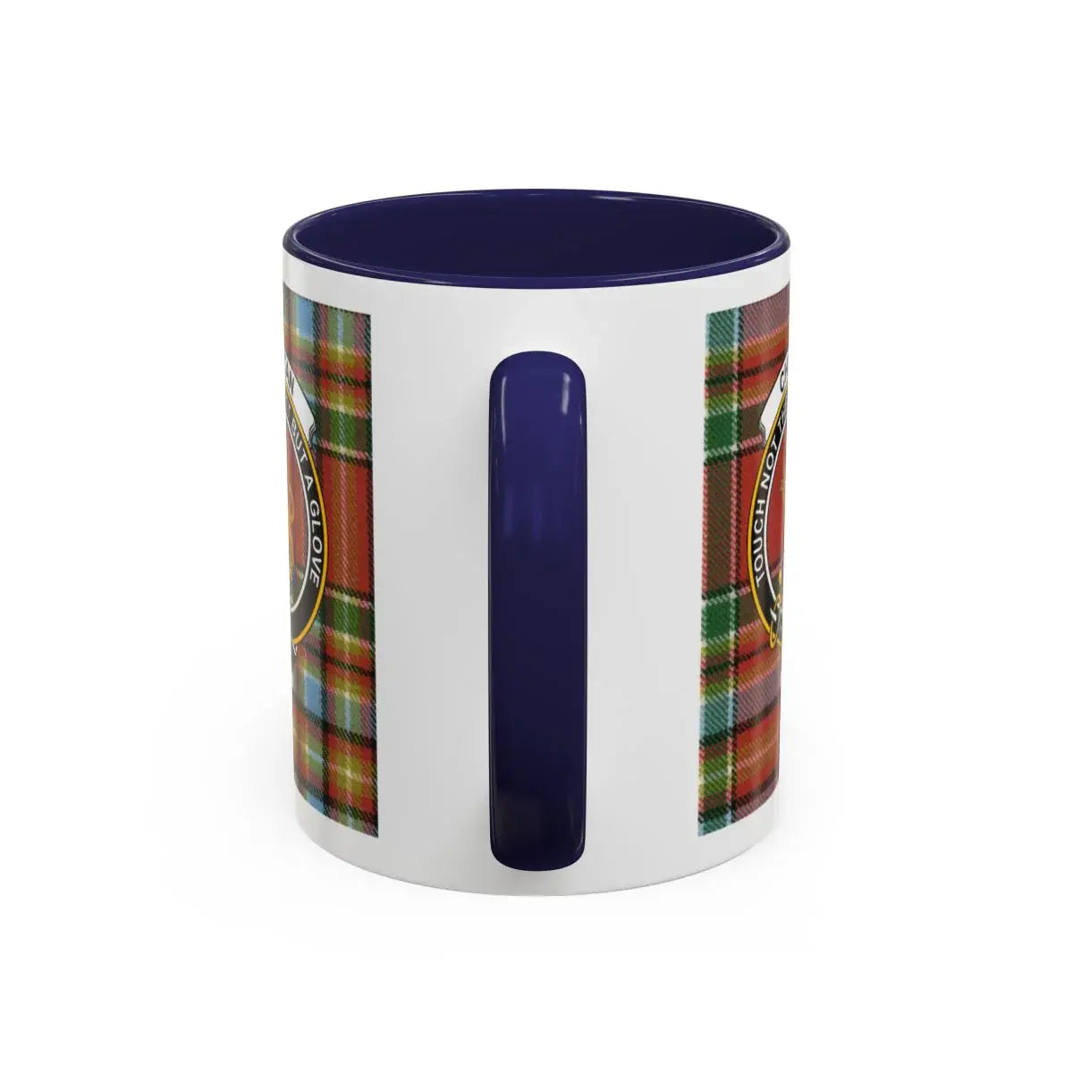 Clan Crest Tartain Design Printed Blue Handle Mug
