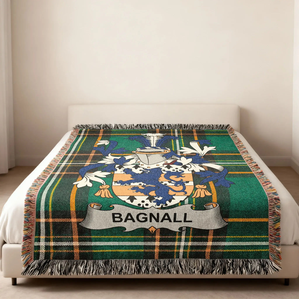 BAGNALL Crest Tartan Pattern Green Blanket product type