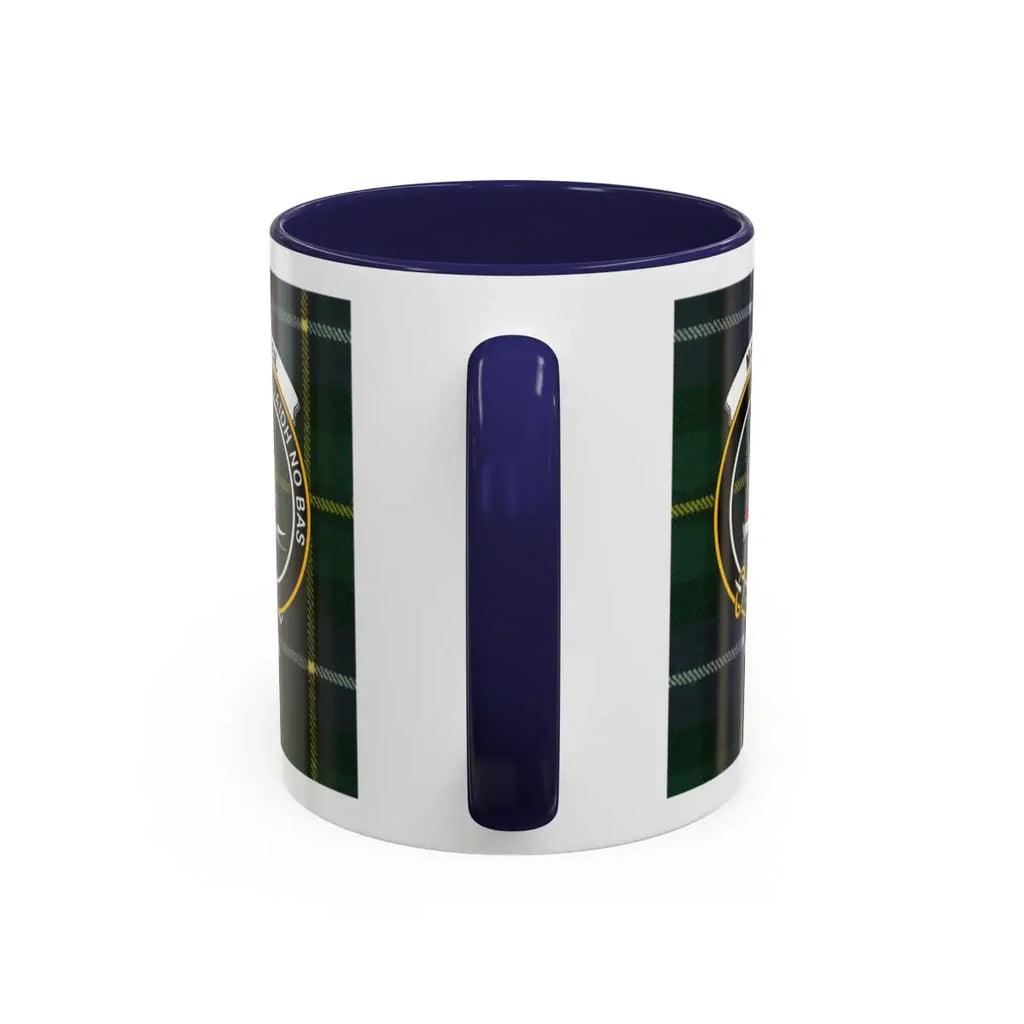 MacNeil tartan accent mug with navy interior — 15oz ceramic Scottish heritage drinkware