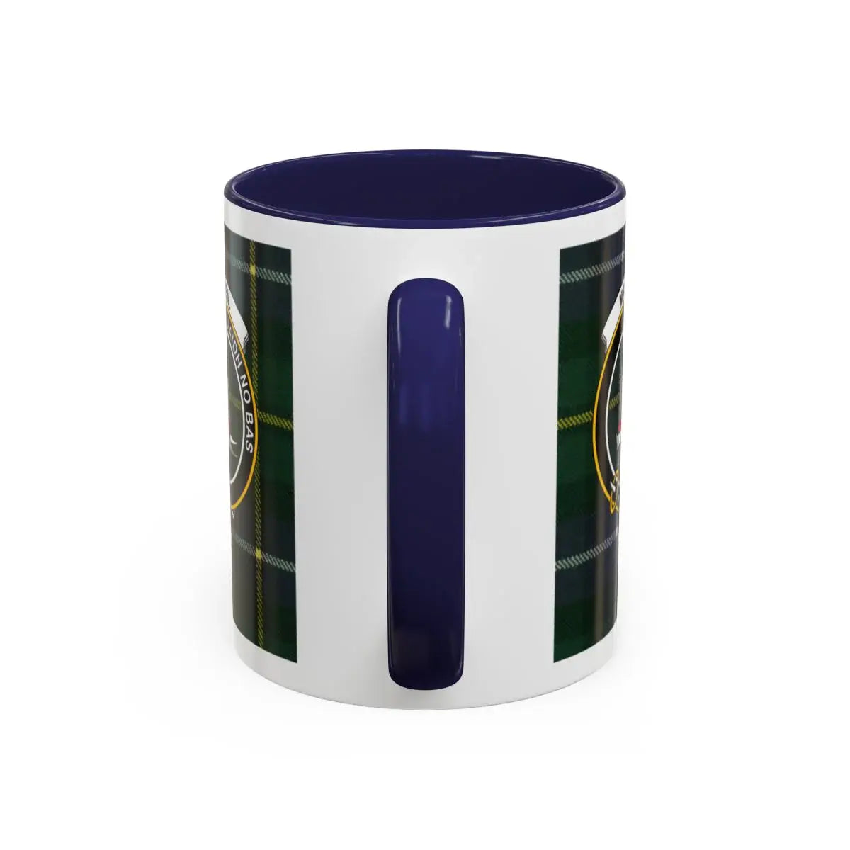 MacNeil tartan accent mug with navy interior — 15oz ceramic Scottish heritage drinkware