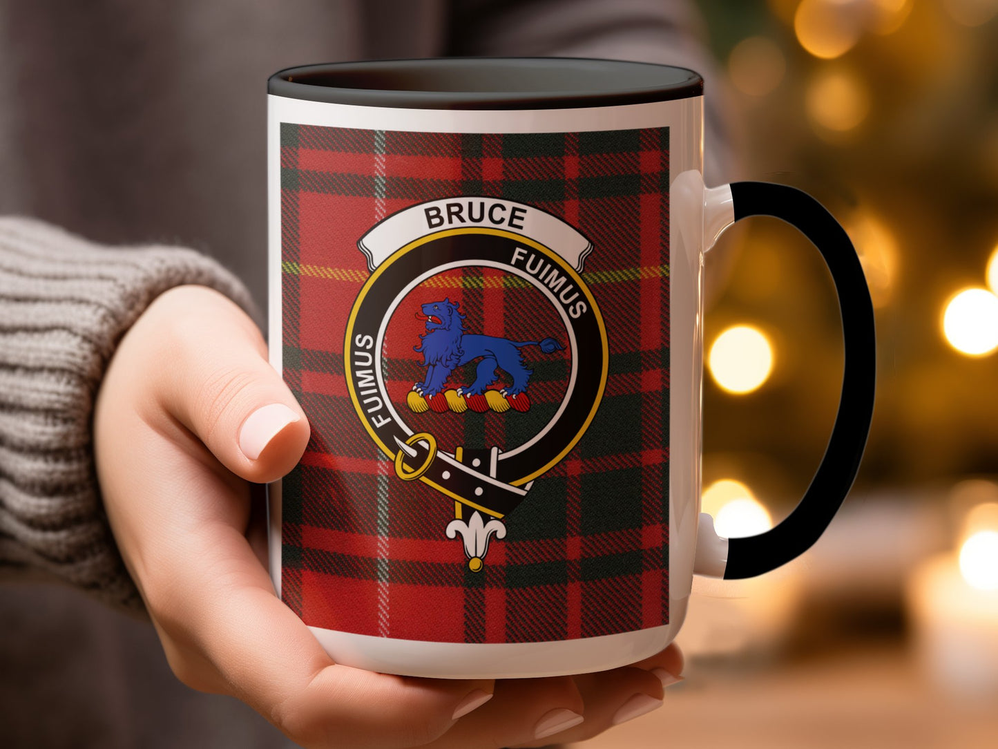 Scottish Red Plaid Bruce Clan Fumos Family Crest Mug - Living Stone Gifts