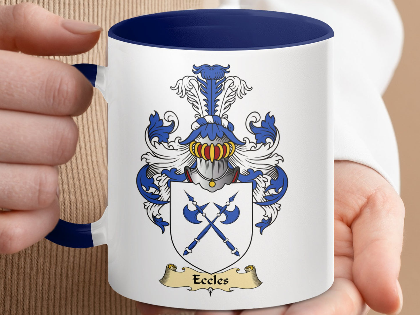 Clan Eccles Scottish Coat of Arms Accent Coffee Mug - Living Stone Gifts