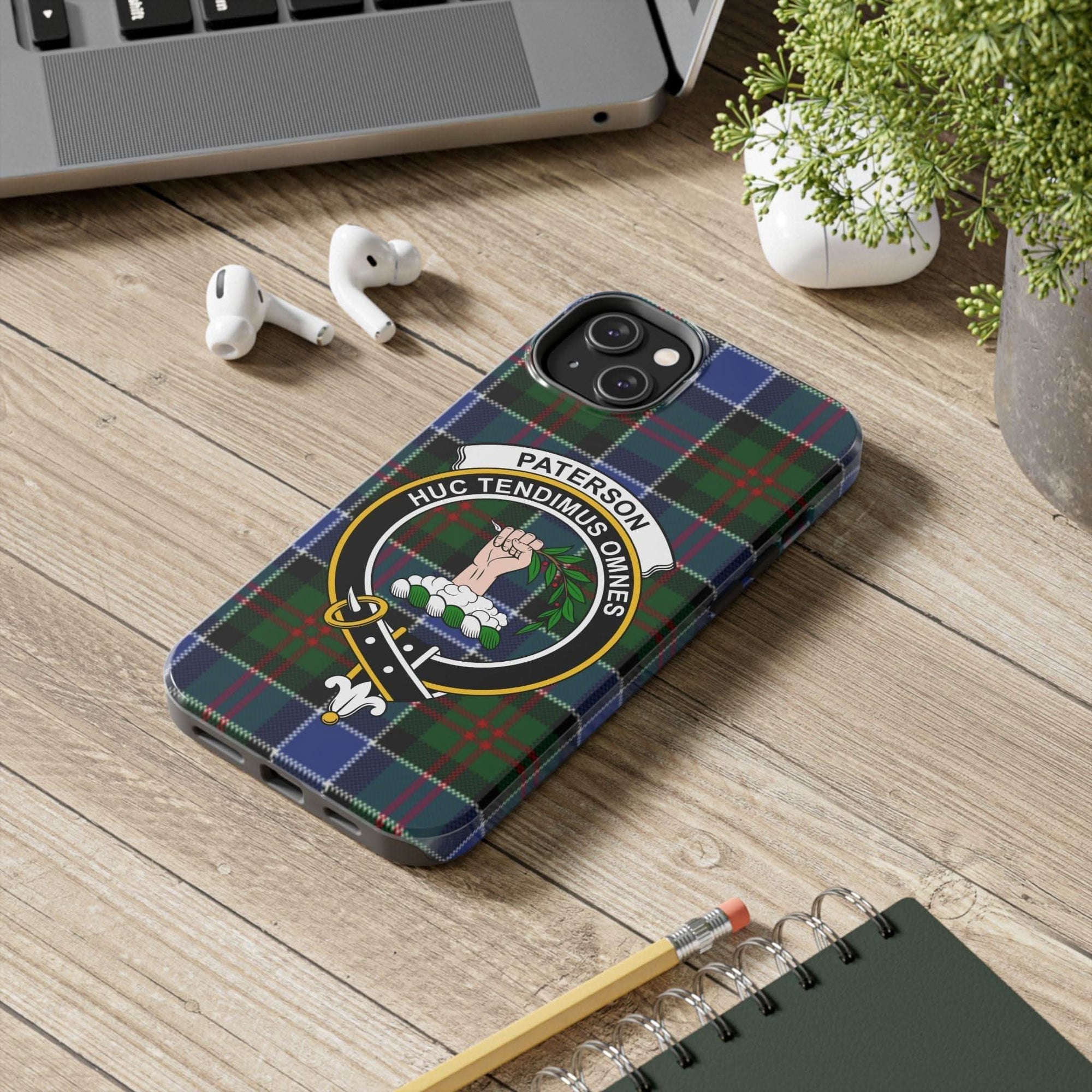 Paterson Clan Tartan Crest Pattern Cell Phone Case - Celtic Ancestry Gifts