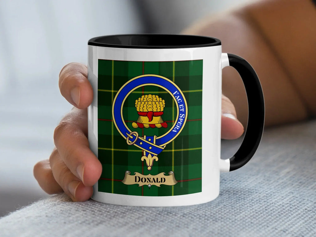 Donald tartan mug with a coloured accent handle and interior