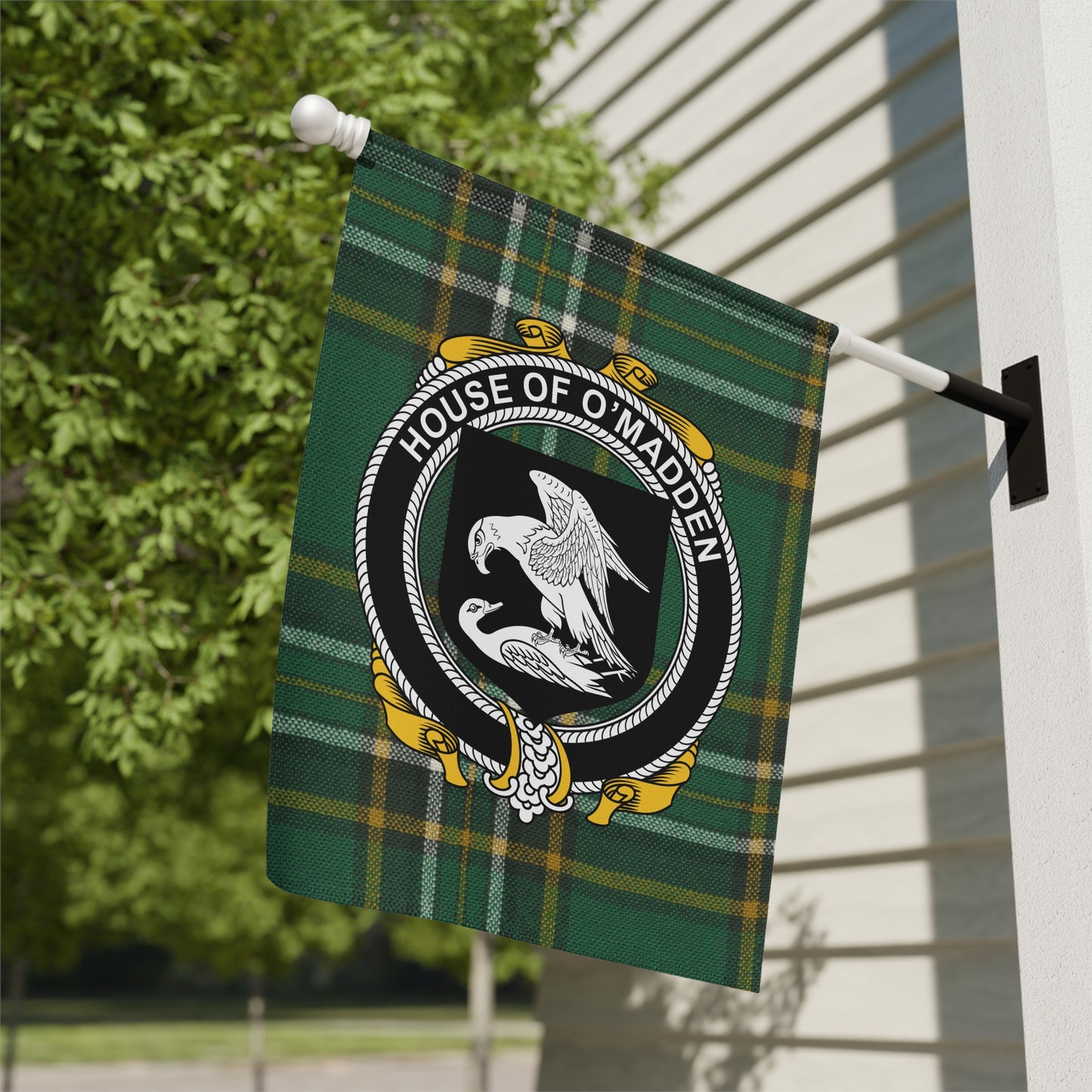 House of O'Madden Green Plaid Outdoor Decorative Flag