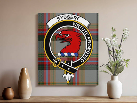Sydserf Scottish Clan Crest Tartan Poster Canvas Wrap - Celtic Ancestry Gifts