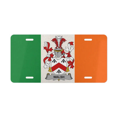 Walsh Irish Family Crest on Flag License Plate product type