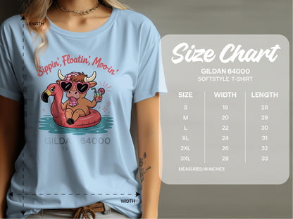 Sippin Floatin Moo-in T-Shirt with Fun Cartoon Design T-Shirt