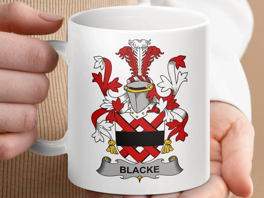 Blacke Surname Irish Family Crest Mug - Celtic Ancestry Gifts