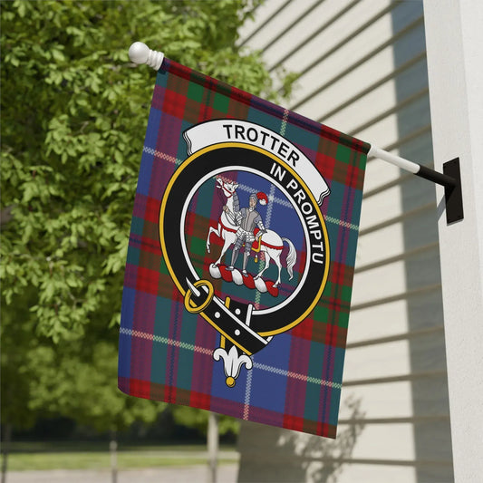 TROTTER IN PROMPTU Equestrian Plaid Design Flag product type