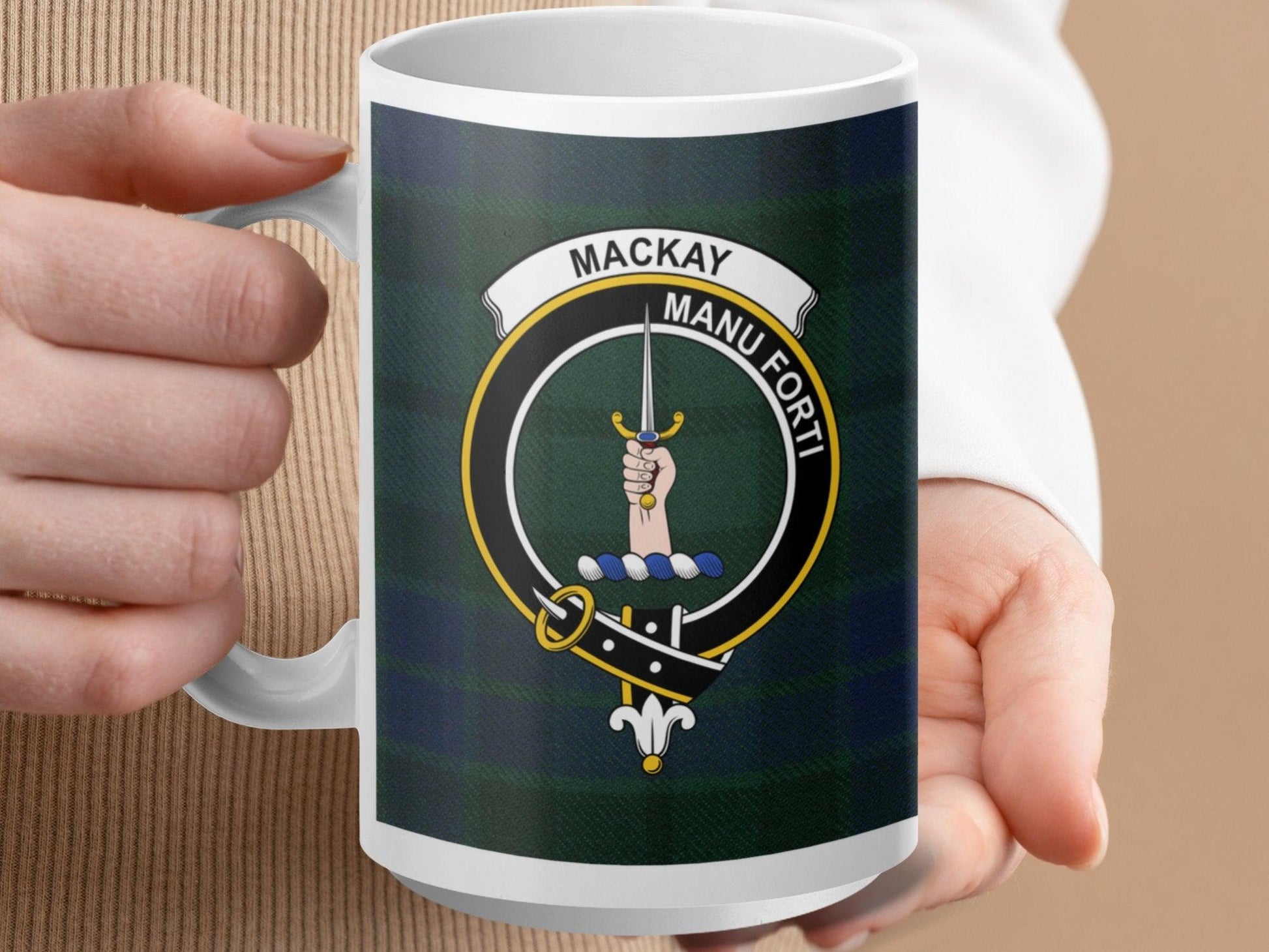 Mackay Clan Crest and Tartan Plaid Mug Traditional Style - Living Stone Gifts