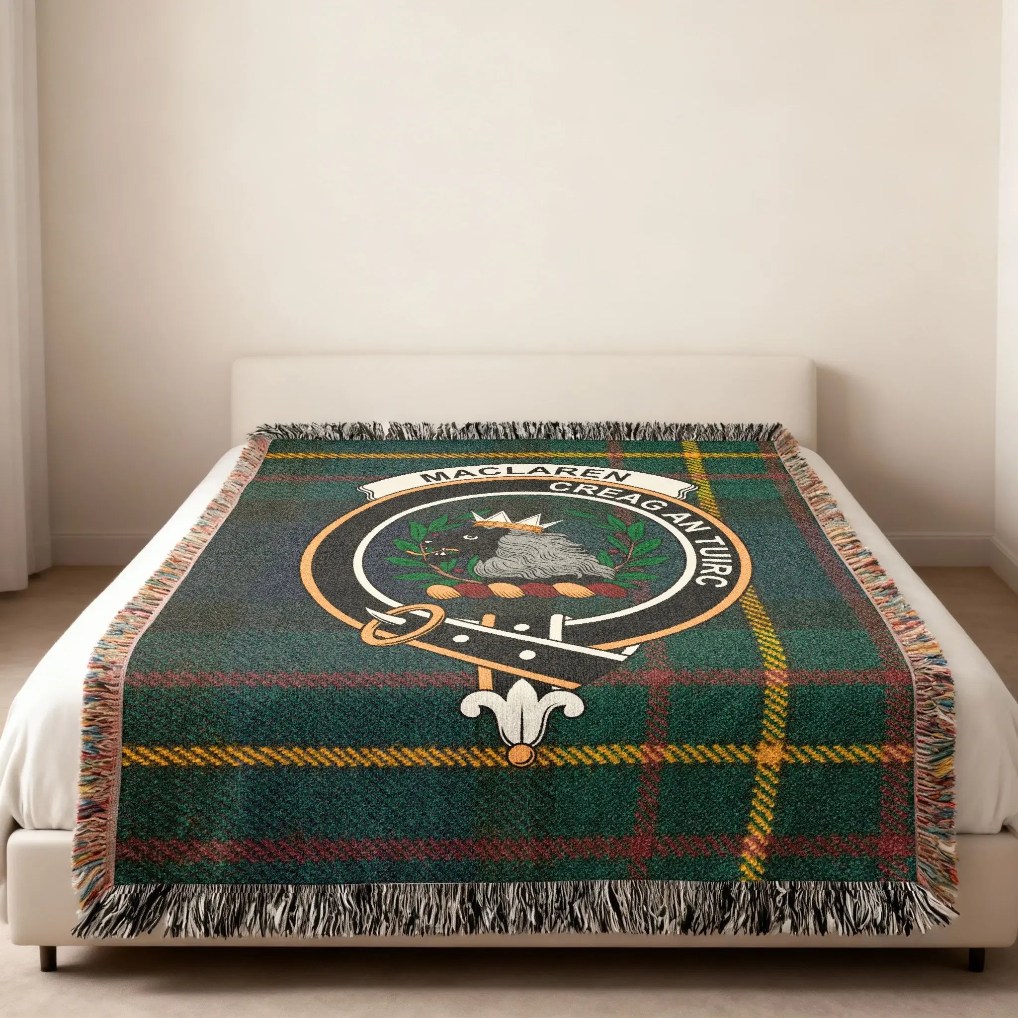 MacLaren Creag An Tuirc plaid blanket decorative — clan crest woven tartan 80x60 display