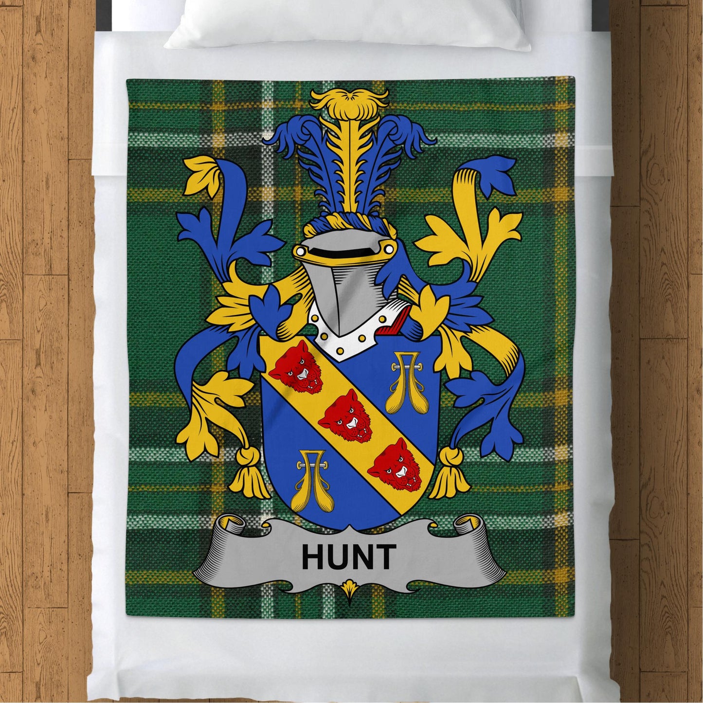 Hunt Surname Irish Tartan Throw Blanket - Living Stone Gifts