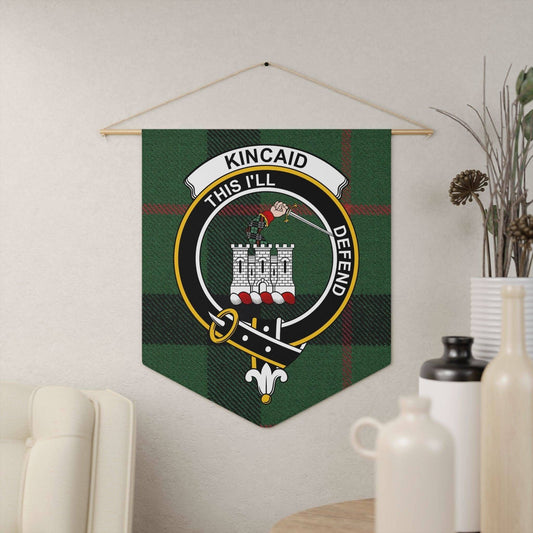 Kincaid Clan Scottish Tartan and Crest Wall Pennant - Celtic Ancestry Gifts