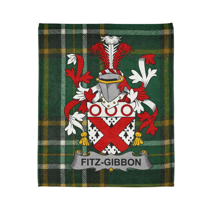 Fitz-Gibbon Family Crest on Green Plaid Blanket product