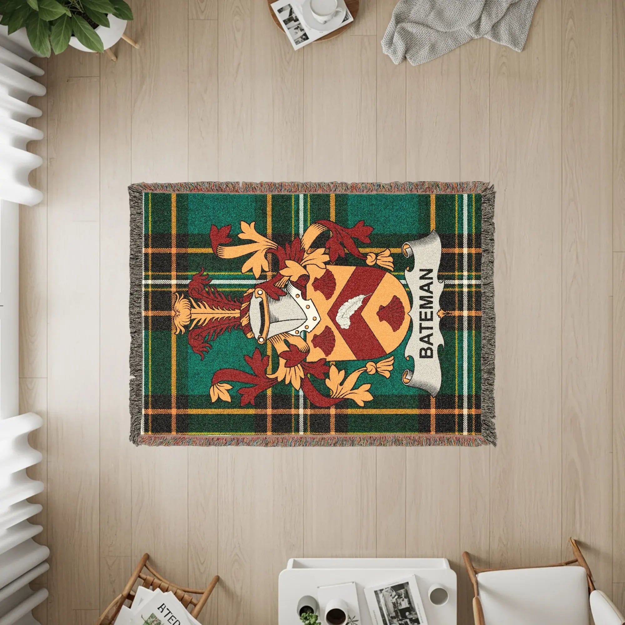 Bateman Crest Tartan Green Yellow Black Design product type