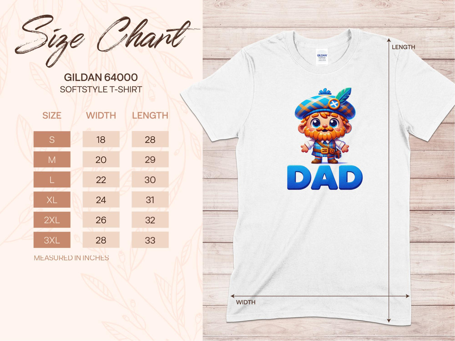 Cute Scottish Themed Dad Cartoon Graphic T-Shirt - Living Stone Gifts