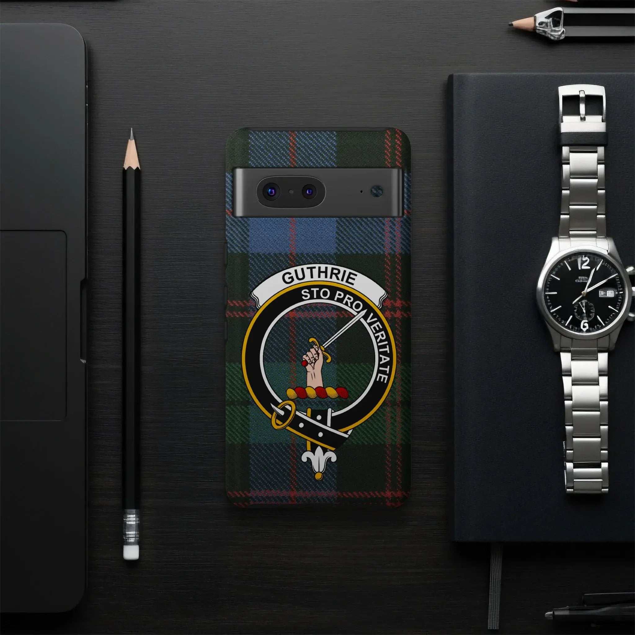 Guthrie Sto Pro Veritate Phone Case with Plaid Design