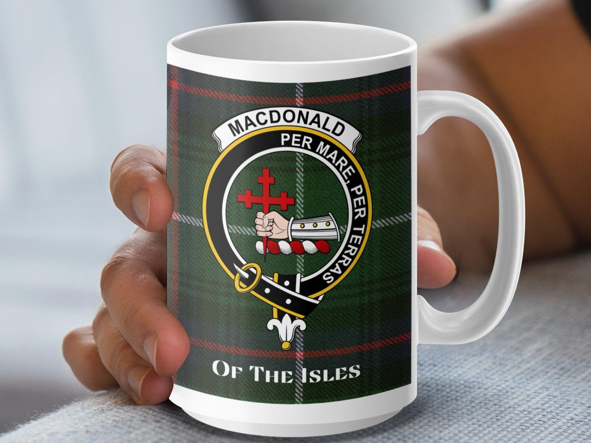 MacDonald Of The Isles Clan Tartan Crest Mug - Living Stone Gifts