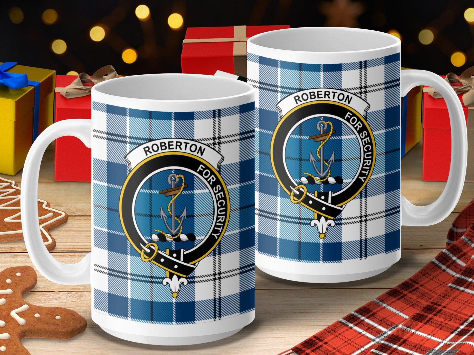 Roberton Clan Scottish Tartan Crest Decorative Mug - Living Stone Gifts