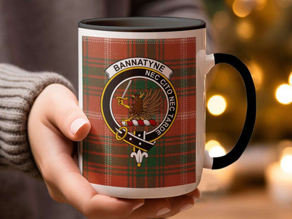 Bannatyne Family Clan Crest Tartan Plaid Design Mug - Living Stone Gifts