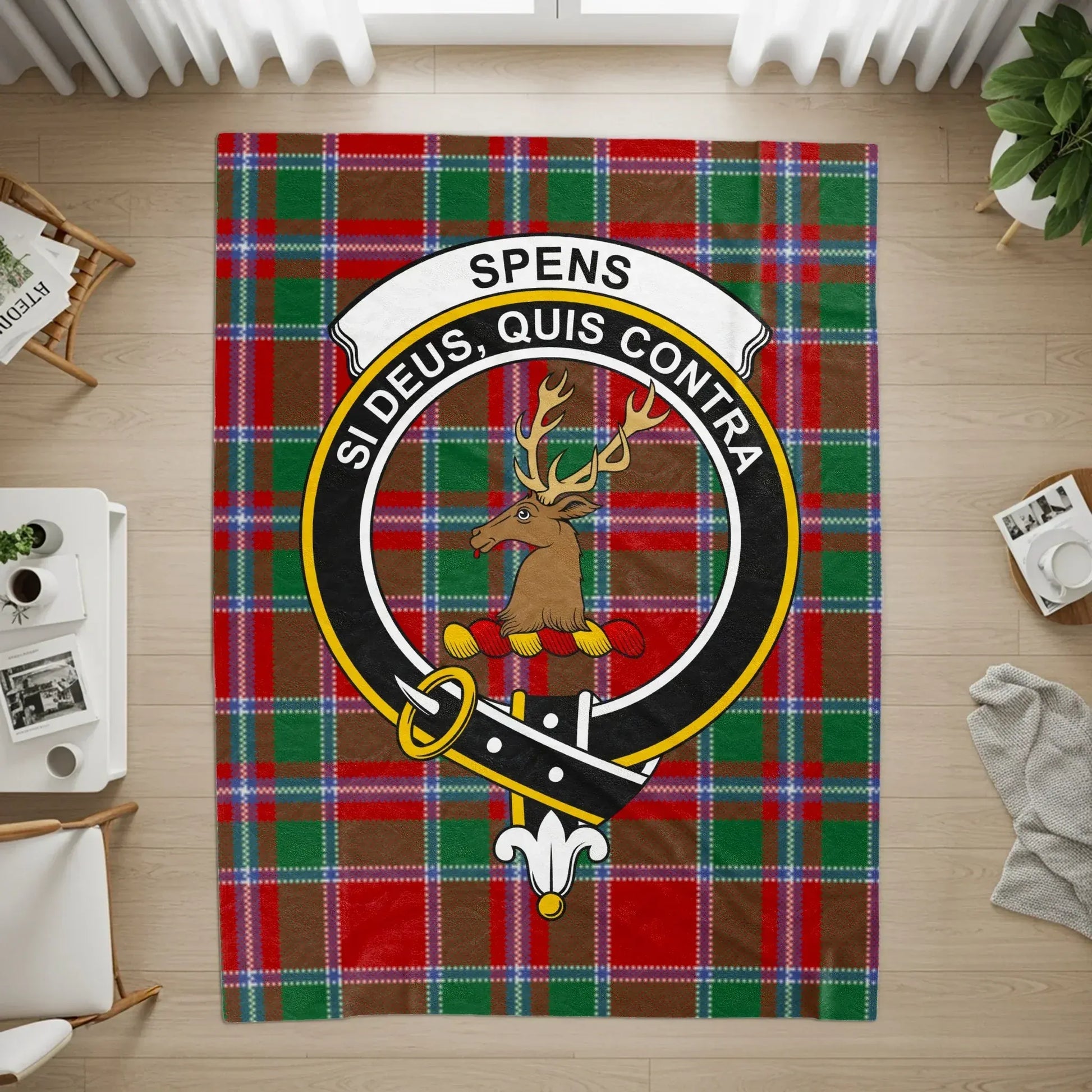 Scottish Clan Crest with Deer Emblem Tartan Blanket product type